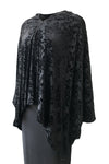 Double Black Velvet Poncho - Women's Clothing -ROSARINI