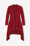 Women Open Front Long Sleeve Cardigan Red