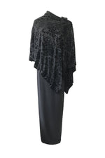 Women's Double Black Velvet Poncho - Women's Clothing -ROSARINI