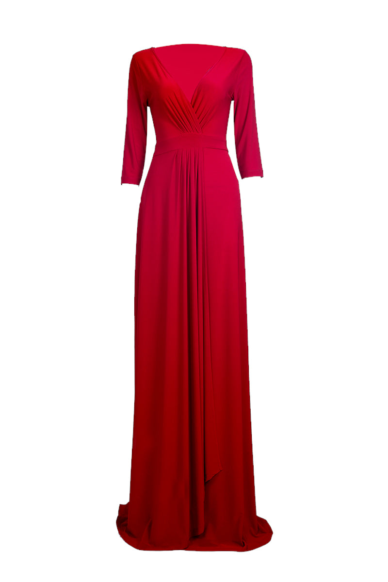 Long Empire Drape Dress - Women's Clothing -ROSARINI