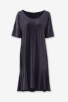 Women's drop waist short sleeve ruffle black dress - Bella Dress