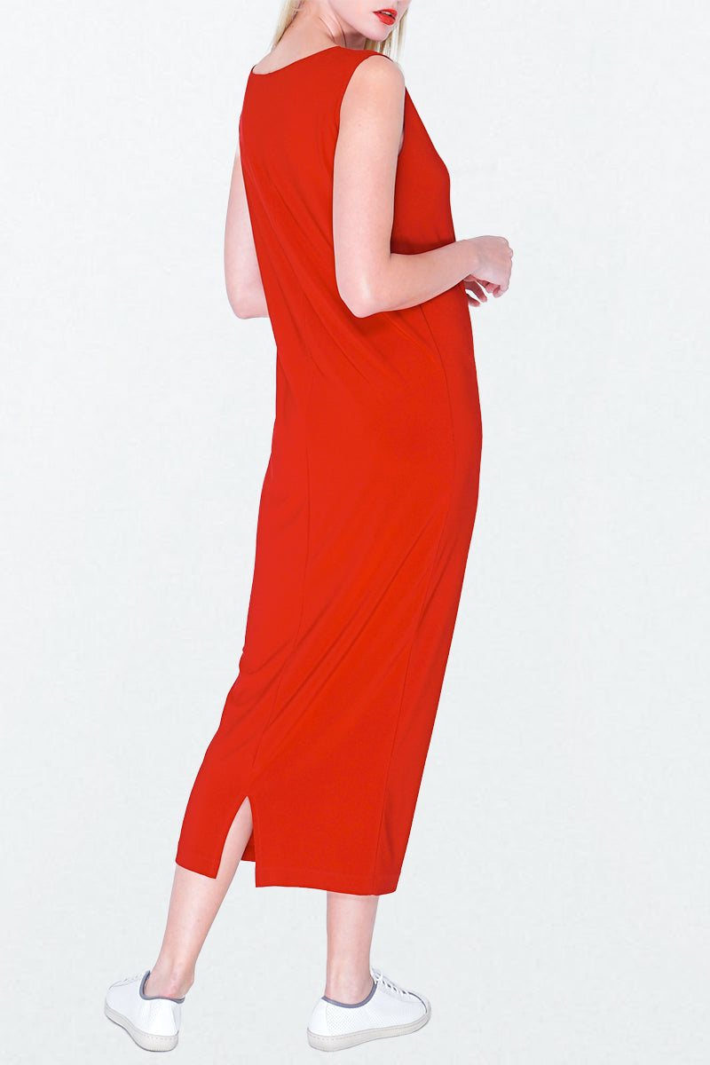 Midi Shift Dress (Red) - Women's Clothing -ROSARINI