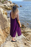 Women's Purple Wine Long Vest with Side Split