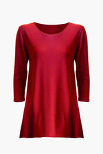 Long 3/4 Sleeve Scoop Neck Top - Women's Clothing -ROSARINI