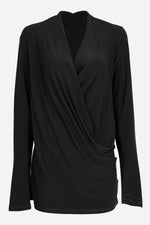 Long Sleeve Crossover Top - Women's Clothing -ROSARINI