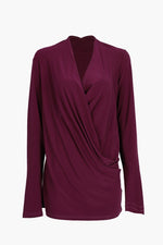Women's Long Sleeve Wrap Glam Crossover Top