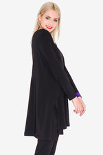 Women's Black Long Sleeve High Low Tunic with Side Splits