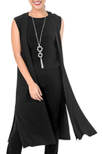 Long Vest with Side Splits - Women's Clothing -ROSARINI