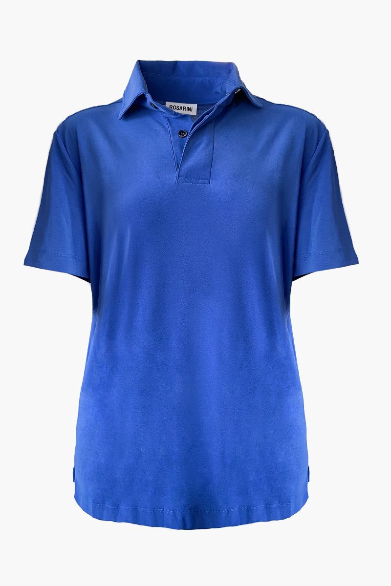 Women's Short Sleeve Blue Polo Shirt