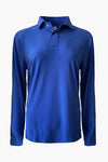 Women's Blue Long Sleeve Polo Shirt Top