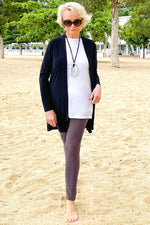 Women's Black Mid Length Cardigan Long Sleeve