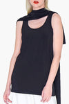 Women's Long singlet black sleeveless tank top