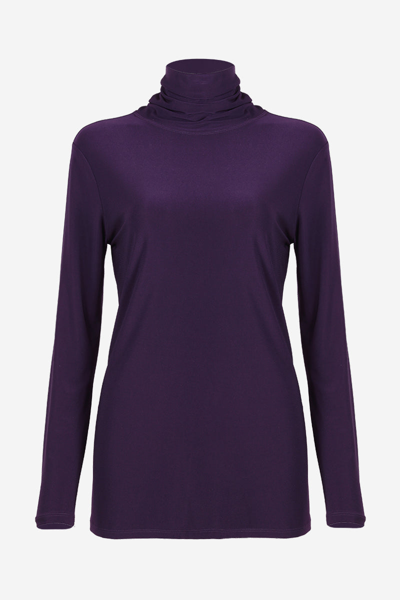 Turtle Neck Top Purple - Women's Clothing -ROSARINI