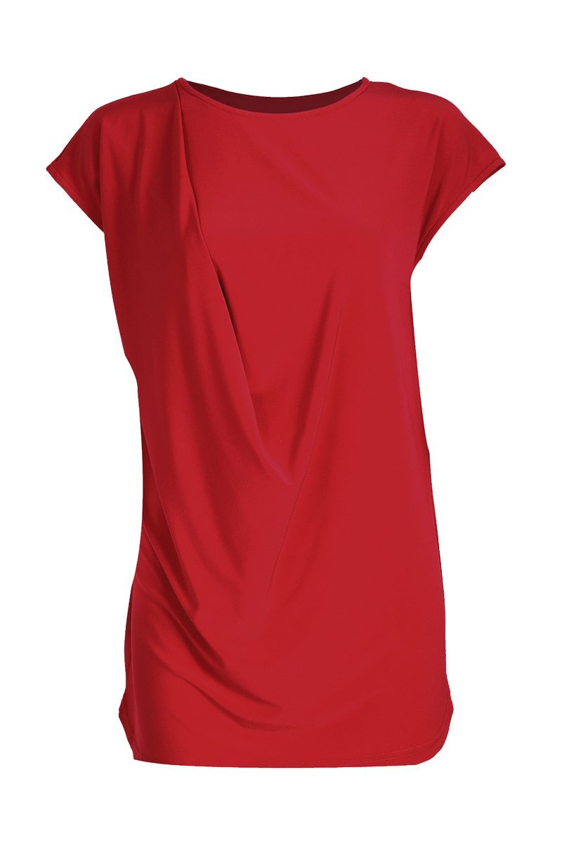 Drape Top (Red) - Women's Clothing -ROSARINI